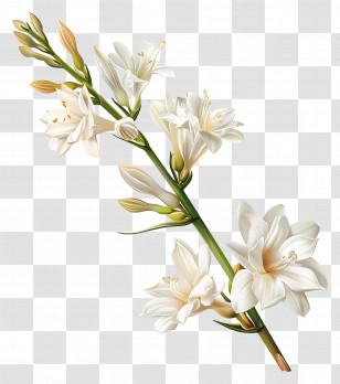 Tuberose Flower - White Flowers Art Depiction Of Purity And Grace Transparent PNG