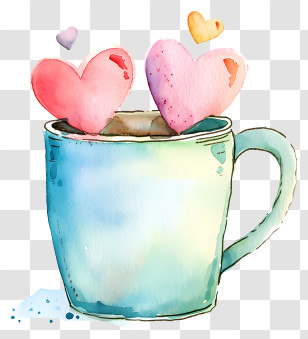 Love Heart Mug - Blue Cup With Hearts Transparent PNG