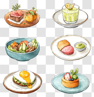 Assorted Dishes In Restaurant - Assorted Dishes On Plates Transparent PNG