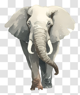 Elephant Ink Painting - Elephant Watercolor Illustration Transparent PNG