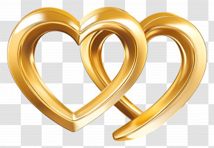 Wedding Heart - Golden Double Hearts Linked Together Transparent PNG