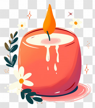 Aromatherapy Candle - Red Candle With Floral Accents Transparent PNG