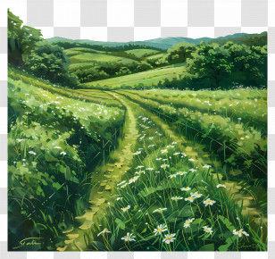 Pasture Field - Green Field With Path Transparent PNG