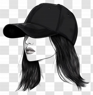 Baseball Hat - Stylish Woman With Black Cap Transparent PNG