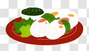 Thai Food - Spring Rolls With Vegetables On A Plate Transparent PNG