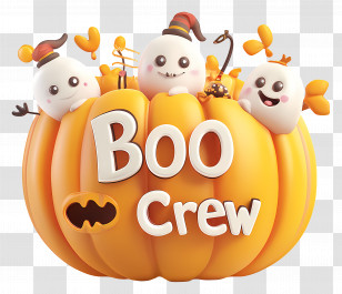 Boo Crew - Cute Ghosts And Pumpkin Boo Crew Text For Halloween Transparent PNG