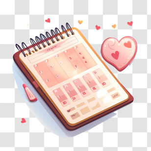 Dear Diary Day - Romantic Calendar With Hearts Transparent PNG