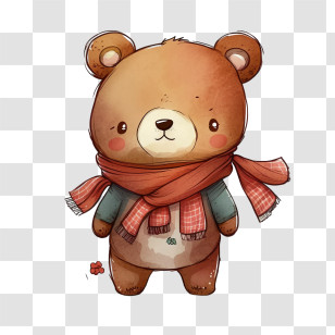 Kawaii Bear
 - Cute Cartoon Bear With Scarf Transparent PNG