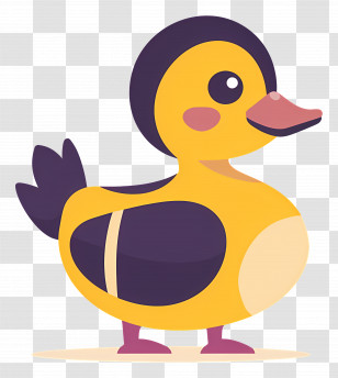 Cartoon Duck - Adorable Yellow Duck In Fun Cartoon Style Transparent PNG