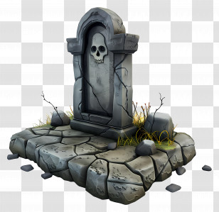 Grave - Spooky Gravestone With Skull Illustration Transparent PNG
