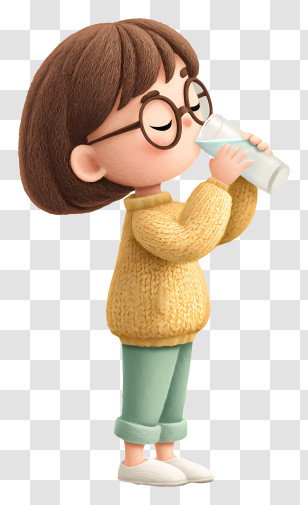 Girl Drinking Fresh Water - Child Drinking Milk With Glasses Transparent PNG