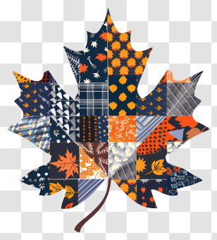 Maple Leaf - Patchwork Illustration Of A Vibrant Autumn Leaf Transparent PNG