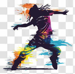 Street Dancer Silhouette - Energetic Dancer Silhouette In Motion Transparent PNG
