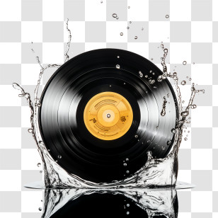 National Vinyl Record Day - Black Vinyl Record With Water Splash Transparent PNG