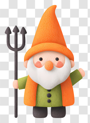 Halloween Gnome With Trident - Mythical Gnome With Trident Transparent PNG