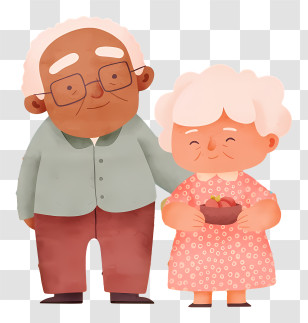 Old Couple - Elderly Couple With Bowl Of Fruit Transparent PNG