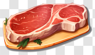 Steak - Raw Steak Meat On Cutting Board Transparent PNG