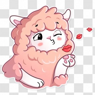 Sticker Llama Telegram Etsy Vinyl Group - Pink - Fluffy Pretzel Transparent PNG