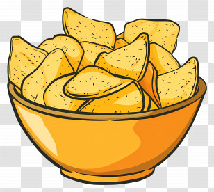 Yellow Bowl Of Potato Chips - Bowl Of Crispy Potato Chips Illustration Transparent PNG