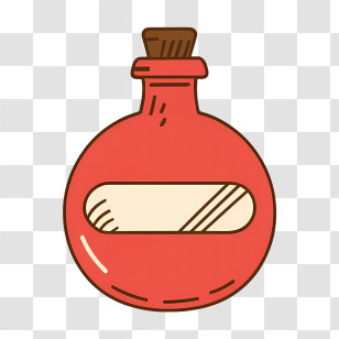 Health Bottle - Red Potion Bottle Doodle Art Transparent PNG