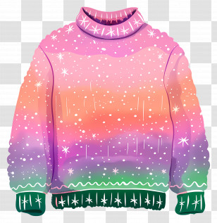 Christmas Sweater - Gradient Winter Sweater With Snowflakes Transparent PNG