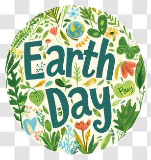Earth Day - Earth Day Circular Illustration With Flowers Transparent PNG