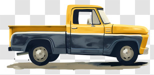 Pickup Truck - Vintage Yellow And Blue Pickup Truck Transparent PNG