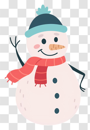Cartoon Snowman - Cute Cartoon Snowman With Red Scarf Transparent PNG