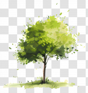 Small Tree - Green Tree Watercolor Illustration Transparent PNG