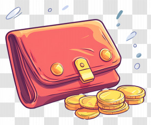 Savings Wallet - Wallet Overflowing With Coins Transparent PNG
