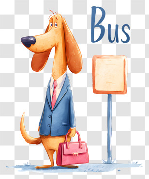 Waiting At Bus Stop - Dog In Suit Waiting At Bus Stop Transparent PNG