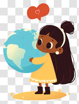 Save Earth - Girl Hugging The Globe Transparent PNG