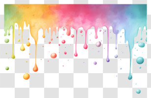 Watercolor Splash Border - Colorful Paint Drips Background Transparent PNG