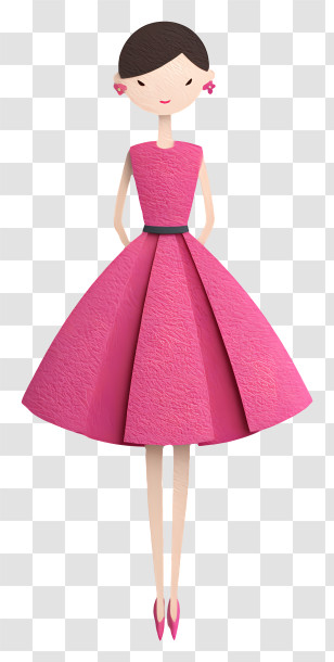 Girl Wearing Pink Dress - Elegant Pink Dress Illustration Transparent PNG