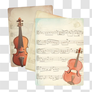 Notes Template - Violin And Sheet Music Illustration Transparent PNG