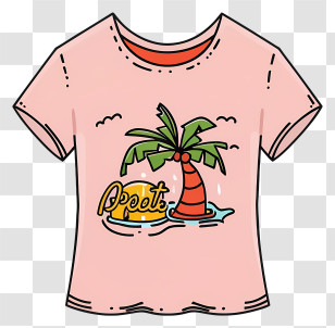 Clothing - Pink T-shirt With Beach Graphic Transparent PNG