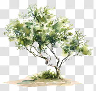 Small Tree - Watercolor Green Tree Illustration Transparent PNG