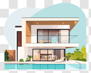 Modern House - Modern House With Pool And Contemporary Design Transparent PNG