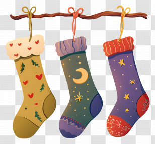 Christmas Socks On Hangers - Colorful Christmas Stockings Transparent PNG