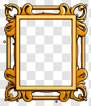 Golden Frame - Ornate Golden Picture Frame Transparent PNG