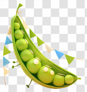 Cute Green Pea Pod - Cartoon Peas In A Pod Transparent PNG