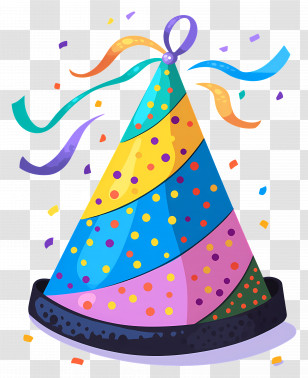 Birthday Hat - Colorful Party Hat With Ribbons Transparent PNG