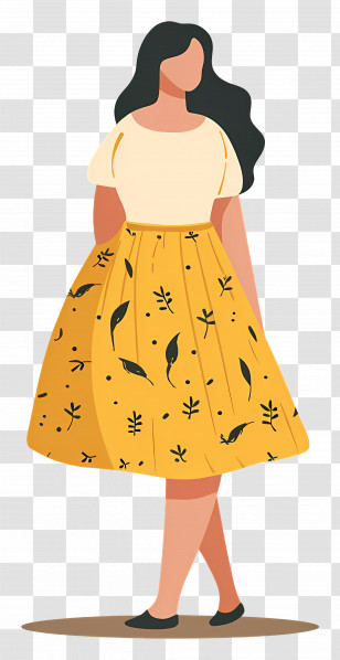 Woman In Skirt - Woman In Yellow Skirt Transparent PNG