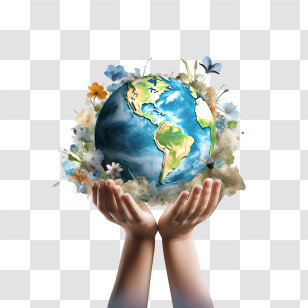 World Kindness Day - Earth In Hands Surrounded By Nature Transparent PNG