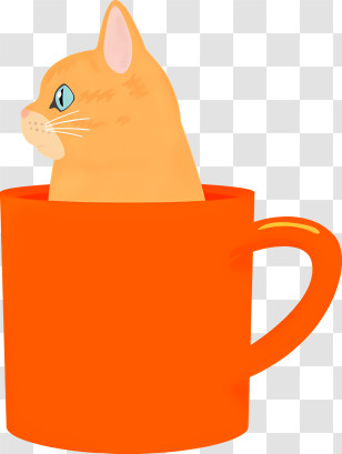 Icon - Cute Cat In Orange Mug Illustration Transparent PNG