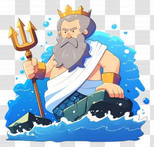 Poseidon With Trident - Poseidon With Trident In Ocean Transparent PNG