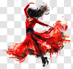 Flamenco Dancing - Woman Dancing In Red Dress Transparent PNG