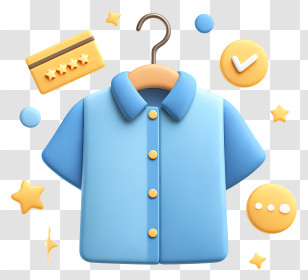 Shopping Experience - Blue Shirt Hanging Icon With Stars Transparent PNG