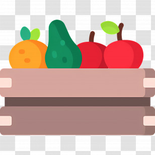 Harvest Box - Cartoon Fruit Crate With Variety Of Fresh Fruits Transparent PNG