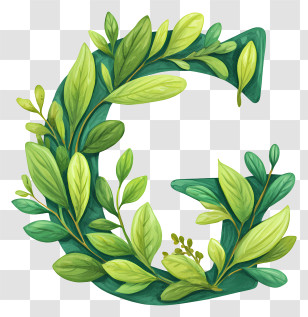 Green Leafy Letter G - Leafy Letter G Design Transparent PNG